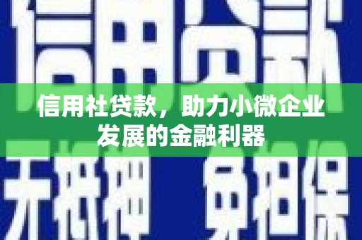 合作信用社贷款，助力小微企业发展的金融利器