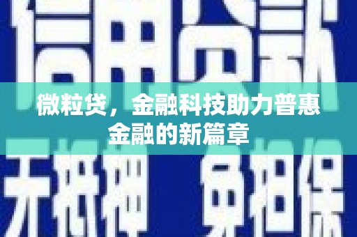 合作微粒贷，金融科技助力普惠金融的新篇章