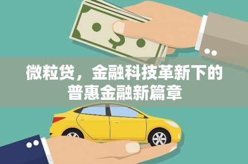 合作微粒贷，金融科技革新下的普惠金融新篇章
