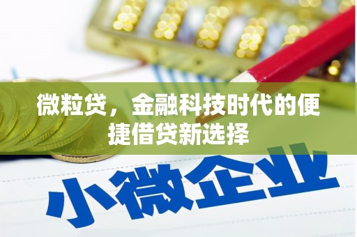合作微粒贷，金融科技时代的便捷借贷新选择